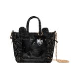 ブラック | 耳付きツイードレースアップミニぬいショルダー | WEGO【WOMEN】