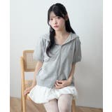 グレー | レースパイピング半袖パーカー | WEGO【WOMEN】