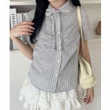 ホワイトチェック1 | ギャザーデザインシャツ | WEGO【WOMEN】
