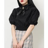 ブラック | 【WC】カメオリボンショートブラウス | WEGO【WOMEN】