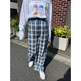 ブルー | 【秋 冬 先行予約】【WC】チェックワイドパンツ 韓国 韓国ファッション | WEGO【WOMEN】