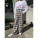 ブラウン | 【秋 冬 先行予約】【WC】チェックワイドパンツ 韓国 韓国ファッション | WEGO【WOMEN】