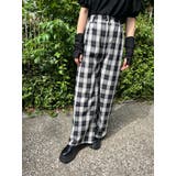 ブラック | 【秋 冬 先行予約】【WC】チェックワイドパンツ 韓国 韓国ファッション | WEGO【WOMEN】