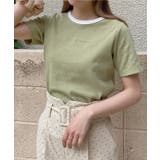 グリーン | ロゴ刺繍リブTシャツ | WEGO【WOMEN】