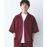 ワイン | リネンライクフラップポケット5分袖シャツ | WEGO【MEN】