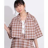 ブラウンチェック1 | リネンライクシャツジャケット | WEGO【WOMEN】