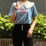 ブルー | フロントロゴ刺繍Tシャツ | WEGO【WOMEN】