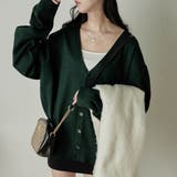 ダークグリーン | ドロップショルダーカーディガン 韓国 韓国ファッション | WEGO【WOMEN】