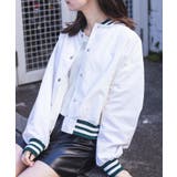 ホワイト | ラインリブショートスタジャン 韓国 韓国ファッション | WEGO【WOMEN】