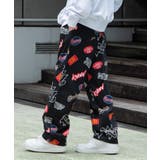 ロゴ×ブラック(柄3) | ワイドシェフパンツ メンズ ユニセックス | WEGO【MEN】