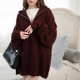 ワイン | ルーズフィットハーフZIPプルオーバー レディース 秋 | WEGO【WOMEN】