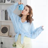 ブルーチェック1 | シアーシャツ ボリュームスリーブシアーシャツ 長袖 | WEGO【WOMEN】