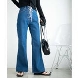 デニム中濃 | レースアップフレアパンツ レディース 春 | WEGO【WOMEN】