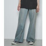 デニム中濃加工色 | ルーズフィットフレアパンツ メンズ レディース | WEGO【MEN】