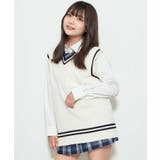 オフホワイト | ラインスクールニットベスト | WEGO【WOMEN】