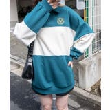 グリーン | 襟付配色BIGスウェット 韓国 韓国ファッション | WEGO【WOMEN】