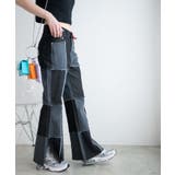ブラック | パッチワークローライズフレアデニムパンツ レディース 春 | WEGO【WOMEN】
