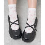 ホワイト | 総柄リボンクルーソックス | WEGO【WOMEN】
