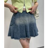 デニム淡加工色 | ヴィンテージウォッシュデニムプリーツスカパン | WEGO【WOMEN】