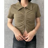 カーキ | フロントギャザーWジップT | WEGO【WOMEN】