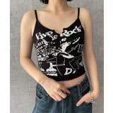 ブラック | グラフィックリブキャミソール | WEGO【WOMEN】
