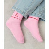 ピンク | 折り返しロゴアンクルソックス | WEGO【WOMEN】