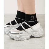 ブラック | 折り返しロゴアンクルソックス | WEGO【WOMEN】