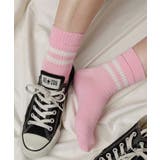ライトピンク | 切り替えラインクルーソックス | WEGO【WOMEN】