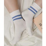 ホワイト | 切り替えラインクルーソックス | WEGO【WOMEN】