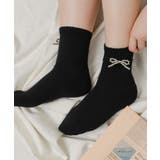 ブラック | メタルリボンクルーソックス | WEGO【WOMEN】
