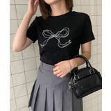 ブラック | リボンモチーフTシャツ | WEGO【WOMEN】