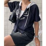 ネイビー | 半袖ダブルZIPコンパクトパーカー | WEGO【WOMEN】
