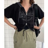 ブラック | 半袖ダブルZIPコンパクトパーカー | WEGO【WOMEN】