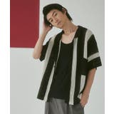 ブラック | メッシュストライプニットカーディガン(SS) | WEGO【MEN】