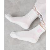 ホワイト | 底パイル刺繍デザインソックス(丈14) | WEGO【WOMEN】