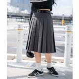 杢グレー | ベルト付プリーツミドルスカート | WEGO【WOMEN】