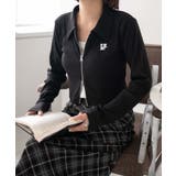 ブラック | ワンポイントデザインWZIPトップス | WEGO【WOMEN】