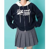 ネイビー | バイカラーニットジップパーカー | WEGO【WOMEN】