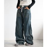 デニム中濃色 | ドロストコードフレアデニム | WEGO【WOMEN】