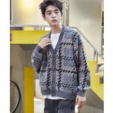 グレーチェック1 | ベロアモールパターンカーディガン | WEGO【MEN】