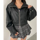 ブラック | 配色ステッチWZIPショートブルゾン | WEGO【WOMEN】