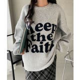 杢グレー | フラッフィーグラフィックBIGニットプルオーバー | WEGO【WOMEN】