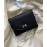 ブラック | メタルリボンレターフラップウォレット | WEGO【WOMEN】