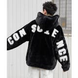 ブラック | ファーフードグラフィックブルゾン | WEGO【MEN】