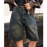 デニム中濃加工色 | ヴィンテージウォッシュカーゴハーフパンツ | WEGO【WOMEN】