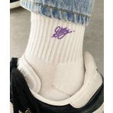 ホワイト | カラーロゴ刺繍アンクルパイルソックス | WEGO【WOMEN】