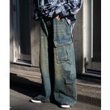 デニム中濃加工色 | ヴィンテージウォッシュバギーカーゴパンツ | WEGO【WOMEN】