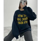 ネイビー | グラフィックBIGニットプルオーバー | WEGO【WOMEN】