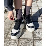 ブラック | ボリュームレースアップ厚底スニーカー | WEGO【WOMEN】