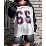 ブラック | VネックナンバリングサテンBIGスウェット | WEGO【WOMEN】